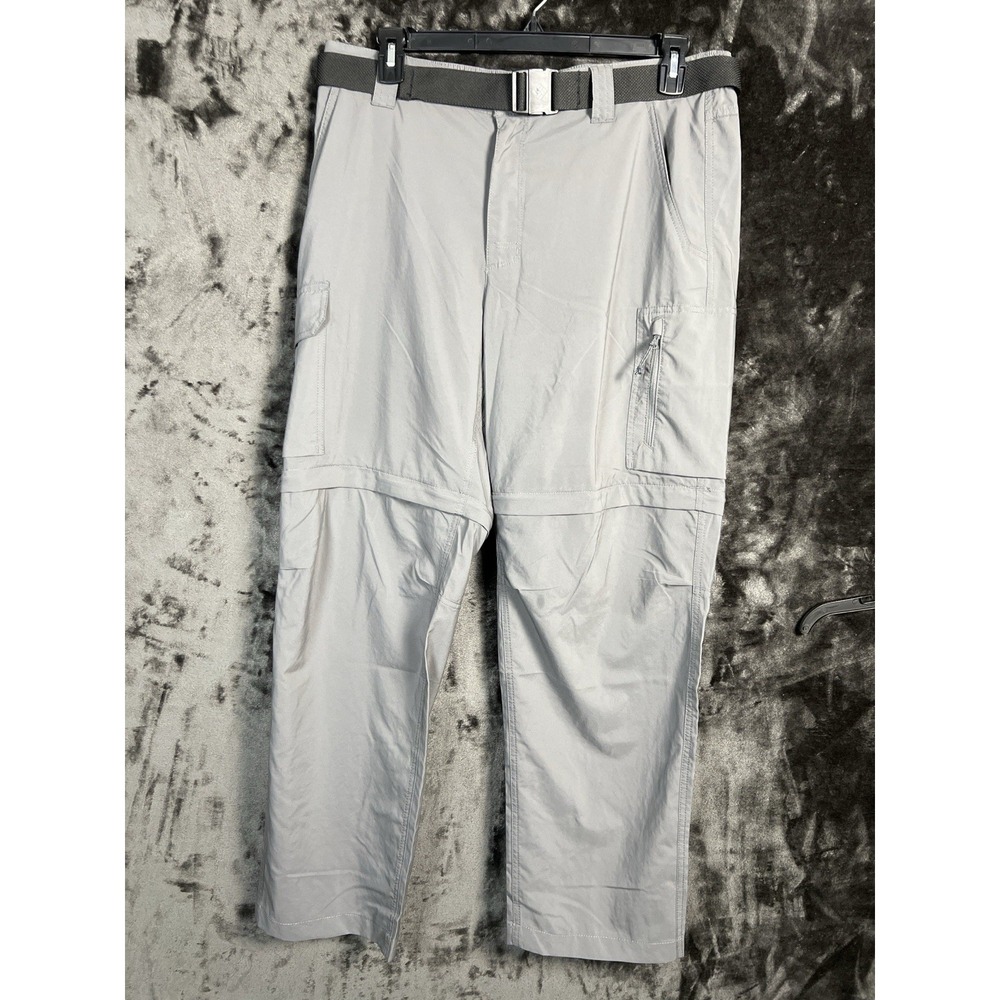 Columbia Men's 38x32 Gray‎ Convertible Hiking Pants Zip Off Cargo Belt